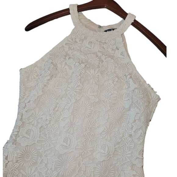 NWOT Lulus Love Poem Blush Pink Lace Crochet Look Mini Dress L - Picture 10 of 16